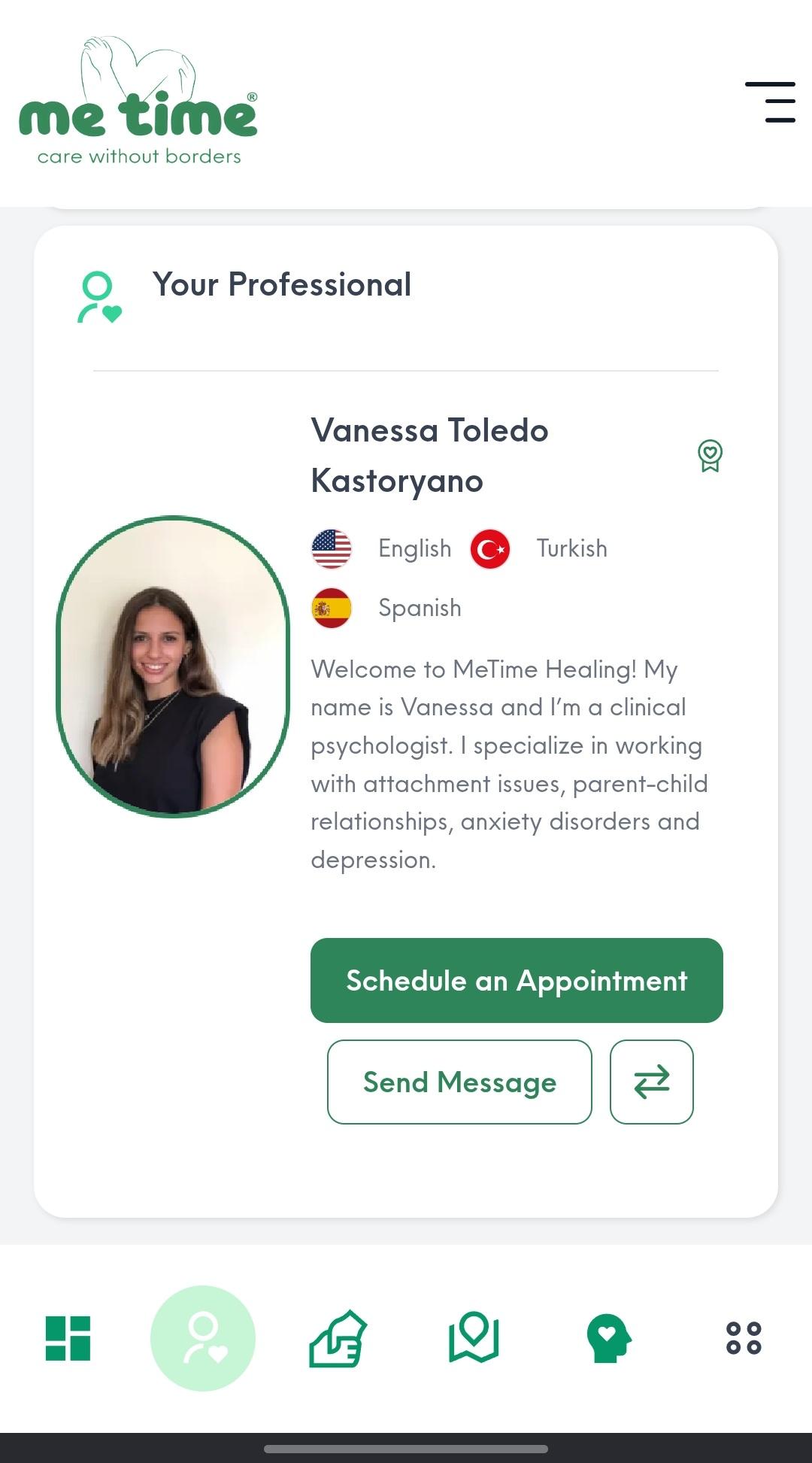 MeTime app — your matched professional