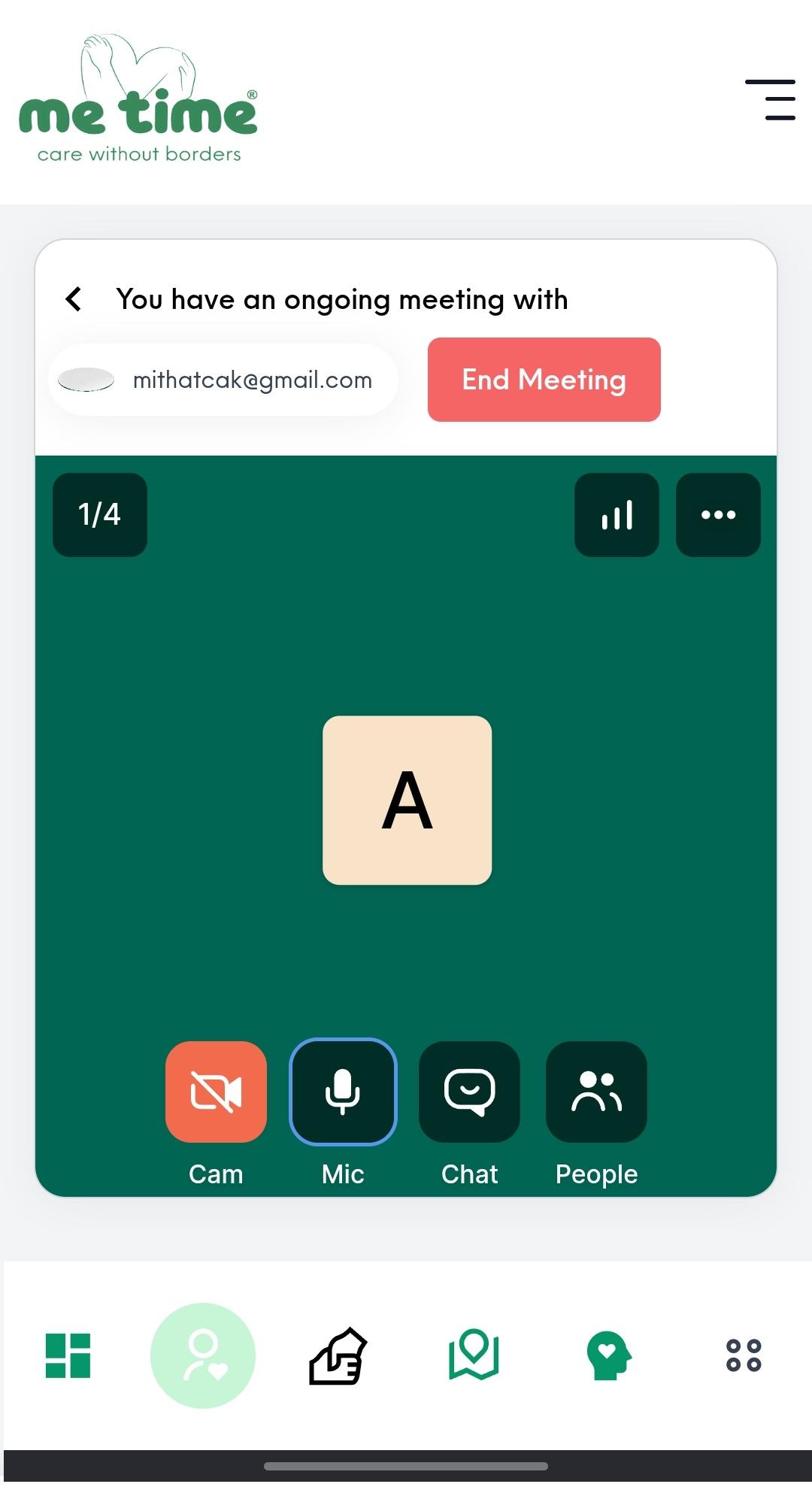 MeTime app — live video session